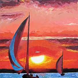 Rossana Currie Artwork Realism Serie Sailing Sunset, 2012 Oil Painting, Sailing