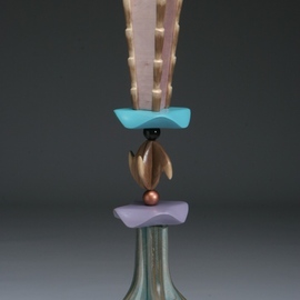 Robert Hargrave: 'Vertical Story', 2007 Wood Sculpture, Abstract. Artist Description:  Vertical Story is a sculpture that functions as a Vase.  It utilizes many techniques and materials such as walnut, birch and Luan plywoods that are dyed, bleached, and painted.  ...