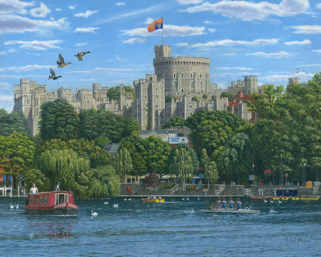 Artist Richard Harpum. 'Windsor Castle From The River Thames' Artwork Image, Created in 2016, Original Painting Acrylic. #art #artist