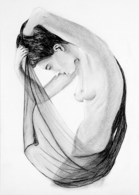 Ricardo Saraiva  'Nude On Charcoal', created in 2014, Original Drawing Pencil.
