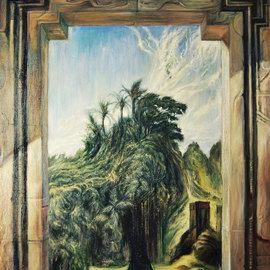 Riccardo Rossati: 'Indonesian Door', 2015 Oil Painting, Landscape. Artist Description:  Indonesian Door; surrealism;    ...