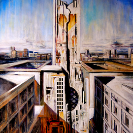 Riccardo Rossati: 'The City', 2011 Oil Painting, Surrealism. Artist Description:  Imaginary view of urban center.  ...