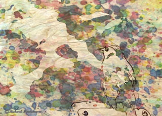 Artist Richard Montemurro. 'FLOWERS WITH BIRD' Artwork Image, Created in 2011, Original Computer Art. #art #artist