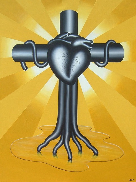 Artist Marcelo Novo. 'HEART CRUCIFIXION' Artwork Image, Created in 2007, Original Painting Acrylic. #art #artist
