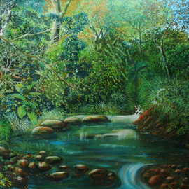 Ricardo Sanchez Beitia: 'Reflejo sereno', 2011 Oil Painting, Landscape. 