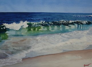 Heather Rippert: 'Surfs Up', 2008 Watercolor, Seascape. Artist Description:  The ocean waves crashing into the sandy shore ...