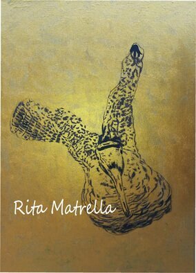 Matrella Rita: 'beccaccia in volo su fondo oro', 2022 Illustration, . Acrilico su masonite...