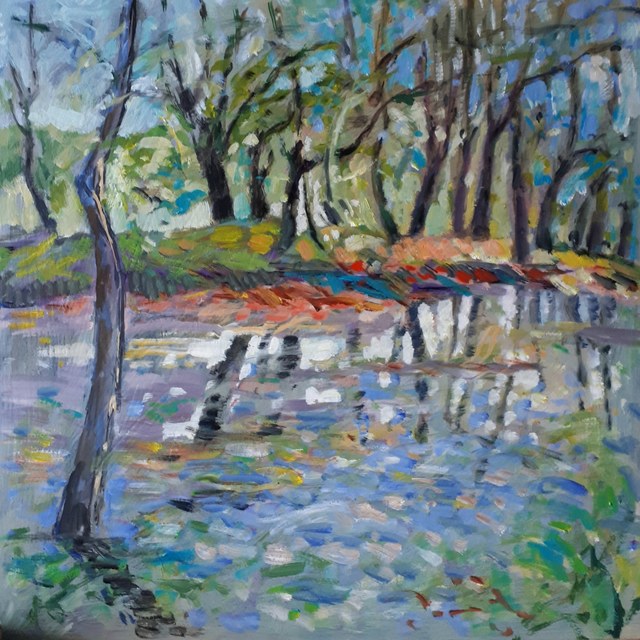 Rita Monaco  'A Day At The River', created in 2020, Original Painting Oil.