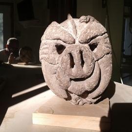Peter Rivenburg: 'javalina gargoyle', 2010 Stone Sculpture, Mythology. Artist Description: Basalt stone Gargoyle head...