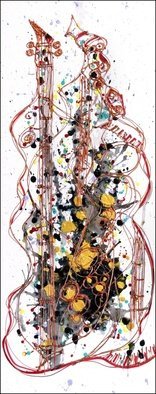 Robert Berry: 'SaxiGuitar', 2013 Acrylic Painting, Music.     The Art of Jazz on canvas using acrylic and cern relief outliner paint.    ...