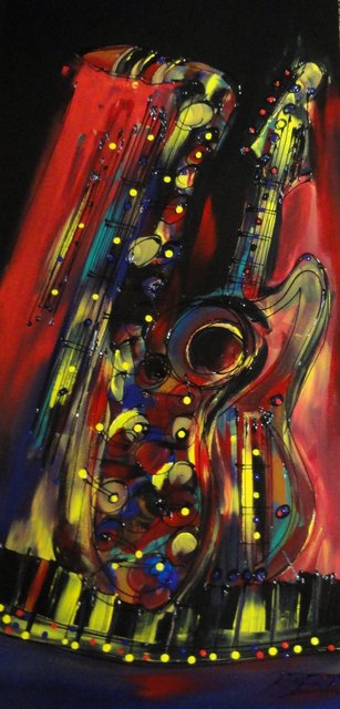 Robert Berry  'Jazz Jam Session', created in 2016, Original Painting Acrylic.