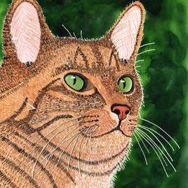 Ralph Patrick Artwork Tan Tabby Portrait, 2012 Watercolor, Cats