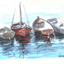 Roberto Echeverria Artwork Boats, 2015 Watercolor, Boating
