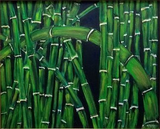Roberto Rossi: 'green bamboo', 2019 Acrylic Painting, Figurative. Bambu, theme recurring in the artist s work. This beautiful work that stands out by the predominance of green and black colors has a harmonious presence.Acrylic on canvas is one of the artist s outstanding works....