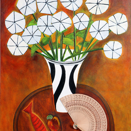 vase of flowers and fan By Roberto Rossi