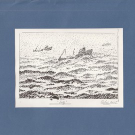 Roberto Trigas: 'Fog', 2016 Ink Drawing, Seascape. Artist Description:  I sailed all the seas for 17 years. This drawing was made on board in the South Atlantic ...