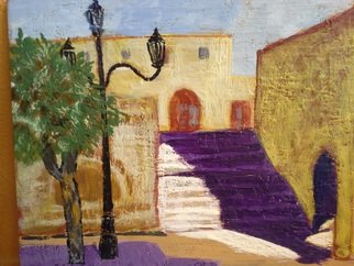 Roberto Trigas: 'High Noon', 2016 Encaustic Painting, Cityscape.  view of my old town in blazing sun light ...