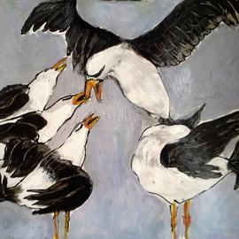 Roberto Trigas: 'bad friends', 2016 Encaustic Painting, Birds. Artist Description: Albatros fighting...
