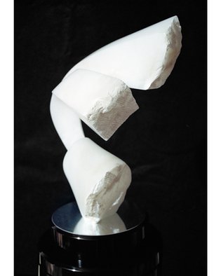 Robin Antar: 'energy of life', 2002 Stone Sculpture, Abstract. alabaster, includes a custom built pedestal, with rotating base...