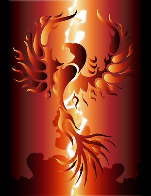 Robert Ball: 'Phoenix Rising', 2013 Digital Drawing, Fantasy.  The phoenix rising from it's ashes! ...