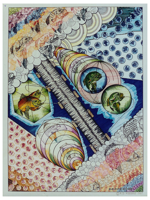 Artist Robert Robbins. 'Fishing Over The Object' Artwork Image, Created in 1997, Original Illustration. #art #artist
