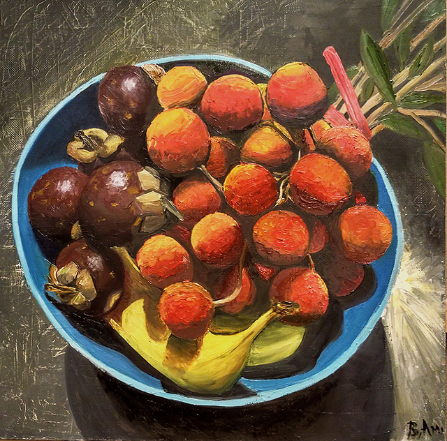Mangosteen And Lychee Oil Painting By Vadim Amelichev