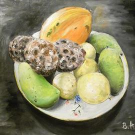 Vadim Amelichev: 'papaya co', 2015 Oil Painting, Still Life. 