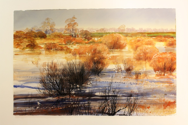 Rod Bax  'Medindee Lakes', created in 2011, Original Drawing Gouache.