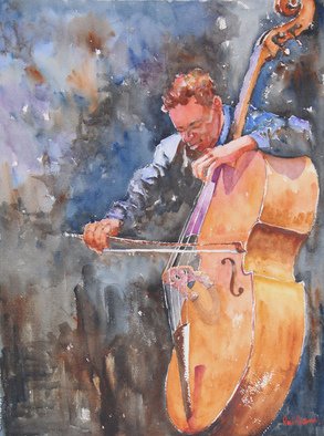 Roderick Brown: 'Blues on Strings', 2011 Watercolor, Music. Artist Description:            one of my many music and hands focussed paintings           ...