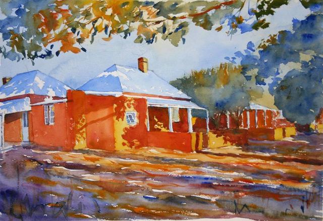 Artist Roderick Brown. 'Day Break Cottage On Rottnest' Artwork Image, Created in 2009, Original Watercolor. #art #artist