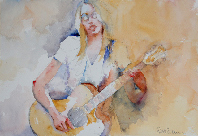 Roderick Brown  'Me And My Guitar', created in 2011, Original Watercolor.
