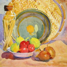 Still Life With Fruit And Spaghetti In Jar, Roderick Brown