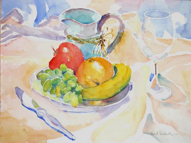 Roderick Brown  'Still Life With Grapes', created in 2005, Original Watercolor.