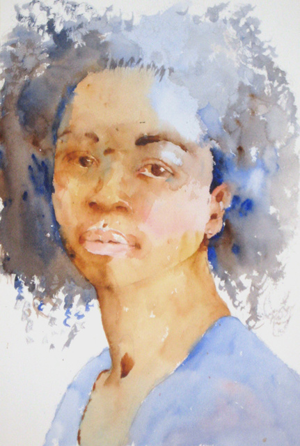 Artist Roderick Brown. 'Striking Blue' Artwork Image, Created in 2009, Original Watercolor. #art #artist