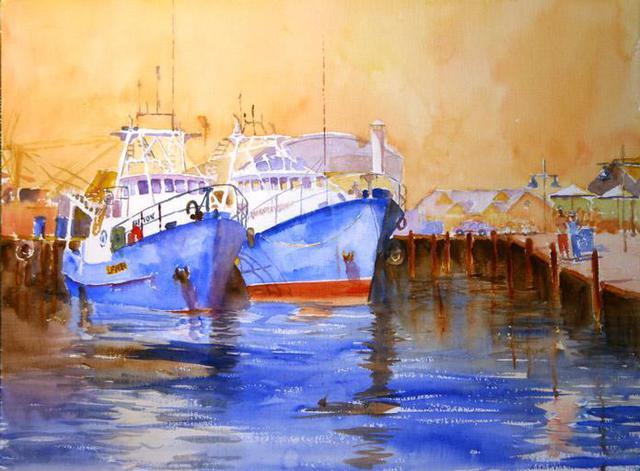 Roderick Brown  'Two Blue', created in 2004, Original Watercolor.