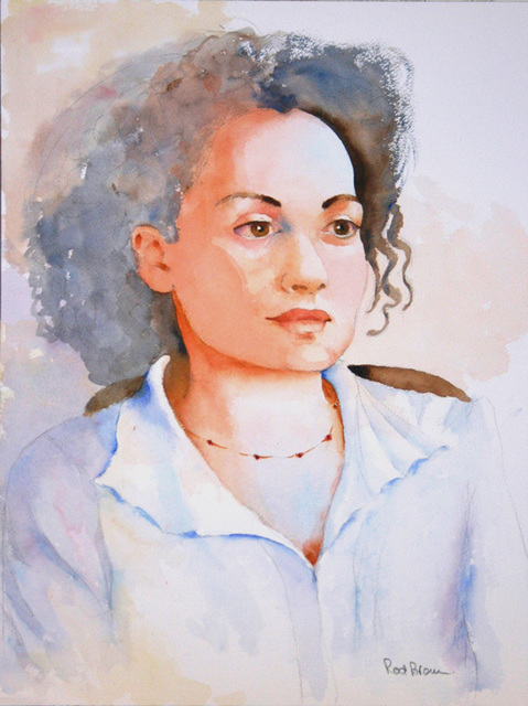 Roderick Brown  'Waitress At La Griglia', created in 2008, Original Watercolor.