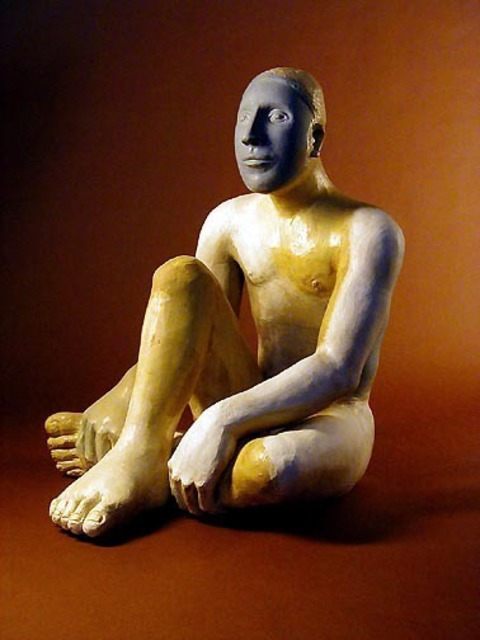 Mavis Mcclure  'Blue Mask', created in 2008, Original Ceramics Handbuilt.