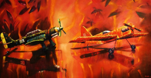 Rodrigo Piedrahita  'AIRPLAINE', created in 2010, Original Painting Oil.