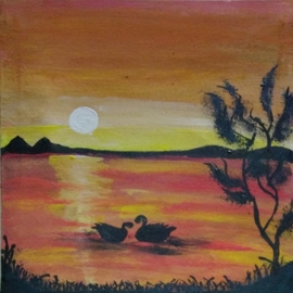 sunset painting By Rubab Akram