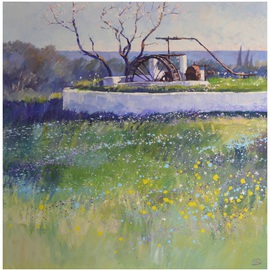 Roman Markov: 'Abandoned farm in the Algarve, Portugal', 2013 Acrylic Painting, Landscape. Artist Description:  pintor Roman Markov, Portugal, Algarve, Faro, sea, Abandoned farm, flowers       ...