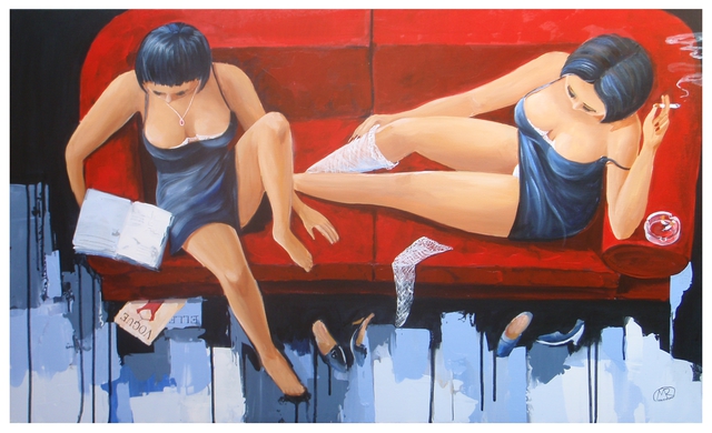 Roman Markov  'Red Sofa', created in 2013, Original Painting Oil.