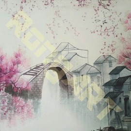 Candice Rongyu: 'jiangnan water town', 2018 Ink Painting, Scenic. Artist Description: Q1: What we do: A1: Bespoke an unique artwork per your requirement Q2: How we do: employ traditional handicraft- - - handmade embroidery, i. e. using hundreds and thousands needles to complete one imageA2: The periods of making: it depends size, image, grade of artworks that you required. Q3: ...