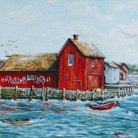 motif no 1 red fishing shack By Ronald Lunn