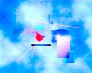 Ronnie Caplan: 'Primary Suite', 2016 Color Photograph, Abstract.  Shades of blues orbit with red purple  violet geometrics, against the cloud- like background of space...