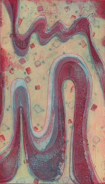 Artist Rosalyn M. Gaier. 'Primordial Gumbo' Artwork Image, Created in 1998, Original Printmaking Etching. #art #artist