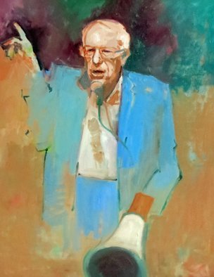 Jerry Ross: 'Feel the Bern', 2016 Oil Painting, Portrait.  A portrait of Bernie Sanders, Democratic candidate for president in 2016. Exhibited at Brent- Wesley Gallery, Las Vegas. ...