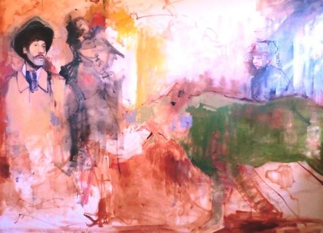 Jerry Ross  'La Passeggiata Con Cinghiali', created in 2010, Original Painting Oil.