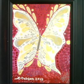 Cathy Dobson: 'Magic Butterfly', 2013 Oil Painting, Magical. Artist Description: Original Illuminous Oil Painting.  The Butterflies and Unicorns Collection.  Phosphorescent ButterflyGlows in the dark or under black lights.  Dark Wood Frame.  Primed cotton canvas. ...