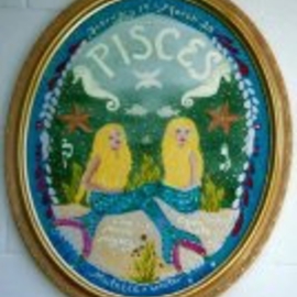 Cathy Dobson: 'Pisces', 2007 Oil Painting, Astronomy. Artist Description:  Blacklight Oil Painting...