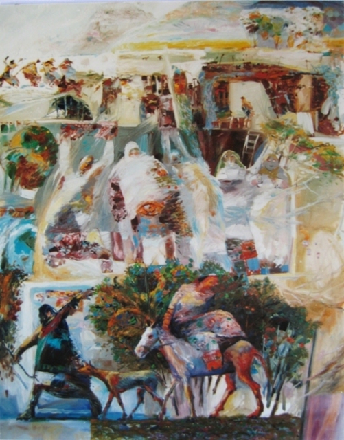 Joseph Bakir  'Picture From My Village', created in 1998, Original Painting Oil.
